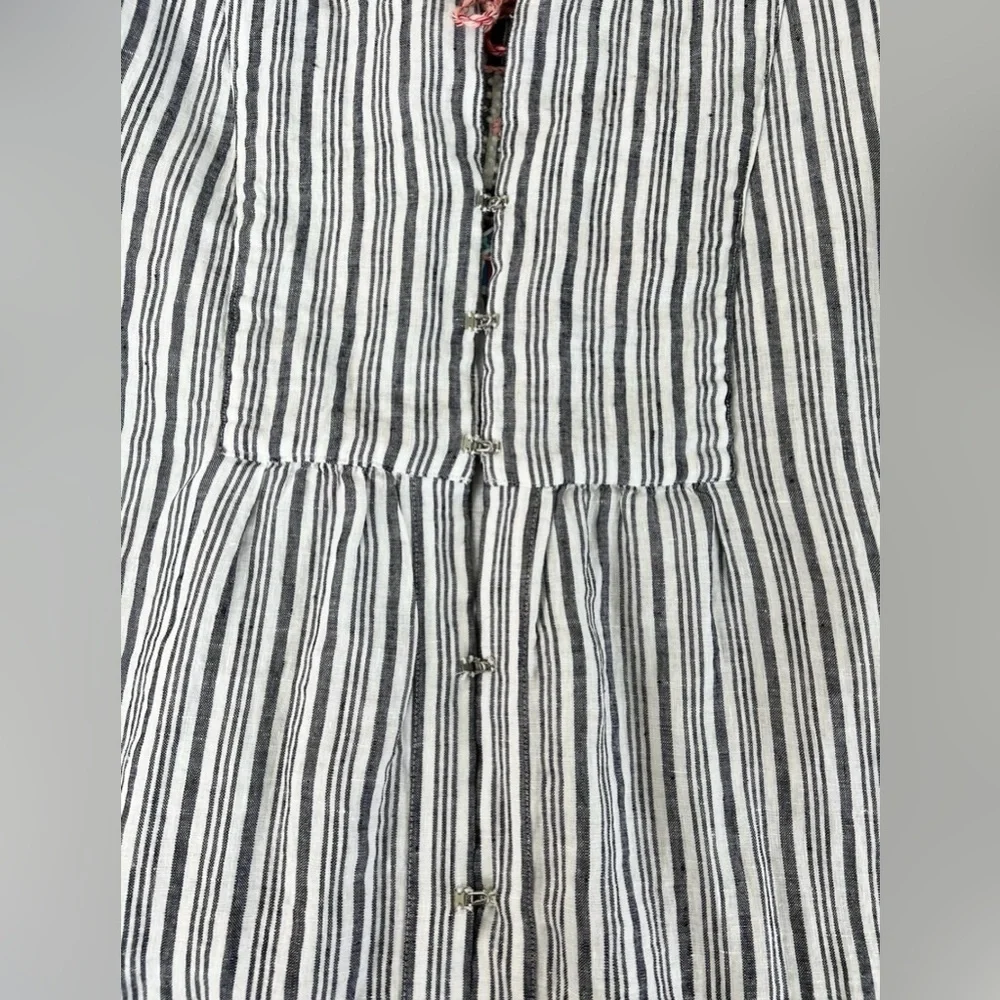 J. Jill Love Linen Striped Embroidered Boho Tunic Top with Tassels L - Picture 14 of 14